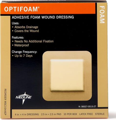 Medline Optifoam Adhesive Foam Wound Dressings, 6" x 6", Educational Packaging, Pack of 10 in Saudi Arabia