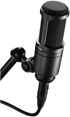ميكروفون مكثف قلبي Audio-Technica AT2020 مزود بمرشح انعكاس وحامل ميكروفون ثلاثي الأرجل وفلتر بوب وكابل XLR مقاس 10 بوصات وسماعات رأس استوديو ومجموعة إعداد تسجيل صوتي كاملة (6 عناصر) in Saudi Arabia