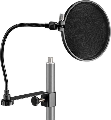 ميكروفون مكثف قلبي Audio-Technica AT2020 مزود بمرشح انعكاس وحامل ميكروفون ثلاثي الأرجل وفلتر بوب وكابل XLR مقاس 10 بوصات وسماعات رأس استوديو ومجموعة إعداد تسجيل صوتي كاملة (6 عناصر) in Saudi Arabia