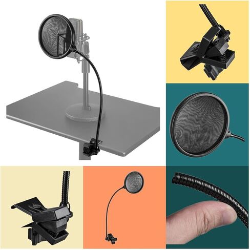 ميكروفون مكثف قلبي Audio-Technica AT2020 مزود بمرشح انعكاس وحامل ميكروفون ثلاثي الأرجل وفلتر بوب وكابل XLR مقاس 10 بوصات وسماعات رأس استوديو ومجموعة إعداد تسجيل صوتي كاملة (6 عناصر) in Saudi Arabia