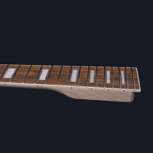 رقبة جيتار 22 فريت 24.75 بوصة رأس خشب القيقب لوح فريتس من خشب الورد مع كتلة ربط مرصعة بمسمار على الكعب، أبيض in Kuwait