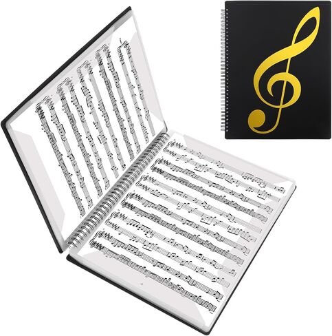 Sheet Music Folder, 2pcs 60 Pages Capacity, Sheet Music Binder/Holder, Spiral Binder Organizer for Sheet Music Storage, Fits Letter Size 8.5 x 11 in/ A4, Writable & Detachable Choir Folder (Black) in Saudi Arabia