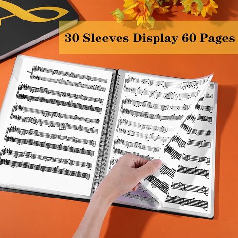 Sheet Music Folder, 2pcs 60 Pages Capacity, Sheet Music Binder/Holder, Spiral Binder Organizer for Sheet Music Storage, Fits Letter Size 8.5 x 11 in/ A4, Writable & Detachable Choir Folder (Black) in Saudi Arabia