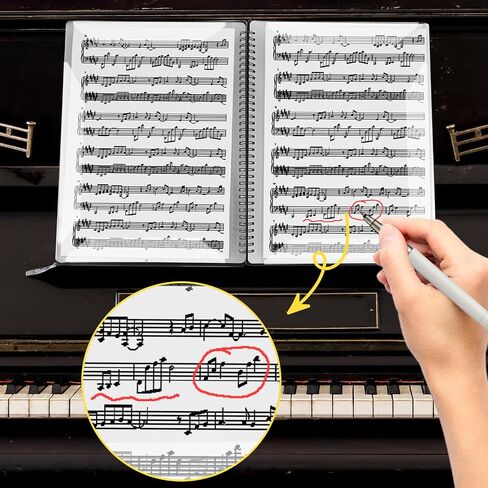 Sheet Music Folder, 2pcs 60 Pages Capacity, Sheet Music Binder/Holder, Spiral Binder Organizer for Sheet Music Storage, Fits Letter Size 8.5 x 11 in/ A4, Writable & Detachable Choir Folder (Black) in Saudi Arabia