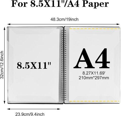 Sheet Music Folder, 2pcs 60 Pages Capacity, Sheet Music Binder/Holder, Spiral Binder Organizer for Sheet Music Storage, Fits Letter Size 8.5 x 11 in/ A4, Writable & Detachable Choir Folder (Black) in Saudi Arabia