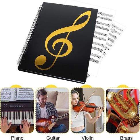 Sheet Music Folder, 2pcs 60 Pages Capacity, Sheet Music Binder/Holder, Spiral Binder Organizer for Sheet Music Storage, Fits Letter Size 8.5 x 11 in/ A4, Writable & Detachable Choir Folder (Black) in Saudi Arabia