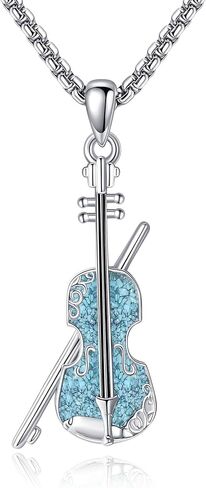 Music Necklace Sterling Silver Turquoise Music Pendant Necklace Music Lovers Jewelry Gifts for Women Girls in Kuwait