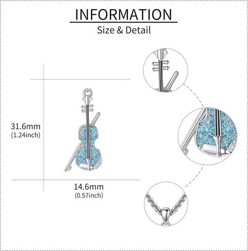 Music Necklace Sterling Silver Turquoise Music Pendant Necklace Music Lovers Jewelry Gifts for Women Girls in Kuwait
