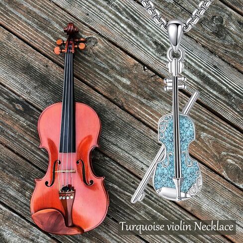 Music Necklace Sterling Silver Turquoise Music Pendant Necklace Music Lovers Jewelry Gifts for Women Girls in Kuwait