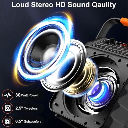 Karaoke Machine with 2 Wireless Microphones, Portable Karaoke Machine for Adults and Kids, Bluetooth Speaker with Microphone, PA System & LED Lights for Home Singing Outdoor Party, Music Gifts in Saudi Arabia