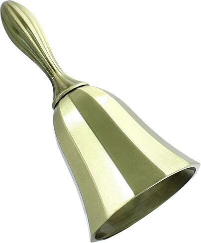 Super Loud Solid Brass Hand Call Bell, Antique Brass Steel Hand Bell 4"(H) 2"(D) Call Bell, Small Handbell Gift Jingle Ringing bell for Wedding Christmas Game School Church Restaurant Service in Kuwait