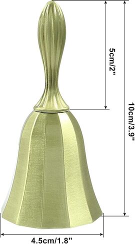 Super Loud Solid Brass Hand Call Bell, Antique Brass Steel Hand Bell 4"(H) 2"(D) Call Bell, Small Handbell Gift Jingle Ringing bell for Wedding Christmas Game School Church Restaurant Service in Kuwait