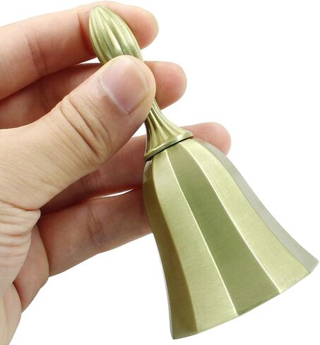 Super Loud Solid Brass Hand Call Bell, Antique Brass Steel Hand Bell 4"(H) 2"(D) Call Bell, Small Handbell Gift Jingle Ringing bell for Wedding Christmas Game School Church Restaurant Service in Kuwait