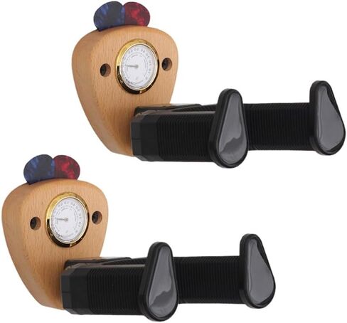 Premium Wooden Guitar Wall Mount with Hygrometer - Securely Hang and Display Your Guitar, Bass, or Ukulele - Rotatable and Non-slip - Perfect for Living Room, Bedroom, Music Studio, and More (1 pack) in Saudi Arabia