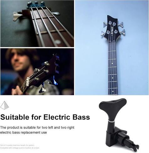 SAPHUE Guitar Bass Tuners(4 for Right) Bass Guitar Tuning Keys,1:19 Ratio Headstock Sealed Machine Head Replacement for Electric Jazz Bass or Precision Instruments (Gold, 4R) in Kuwait