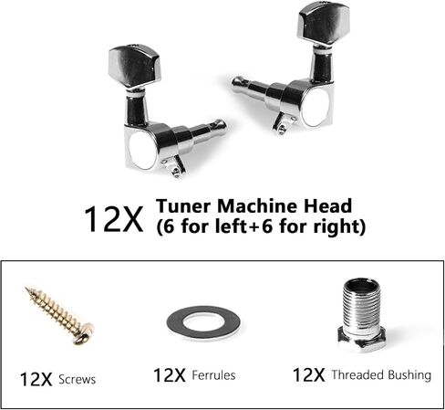 CashBeat 6PCS 3L3R Guitar Tuning Pegs, Sealed Machine Heads Tuners Chrome Knobs Keys for Acoustic Electric Guitar, Wear-Resistant Enclosed String Tuning Pegs Set in Saudi Arabia