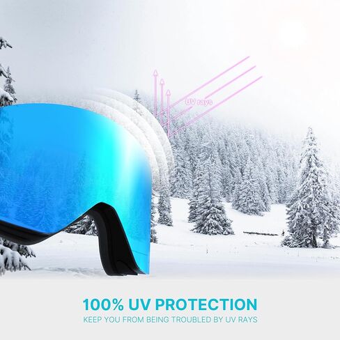 نظارات التزلج، العدسات من إنتاج كارل زييس Sunlens-Snow Goggles مع عدسة قابلة للاستبدال للقلب بدون إطار، نظارات واقية من الأشعة فوق البنفسجية OTG مضادة للضباب للرجال والنساء - أحمر in Saudi Arabia