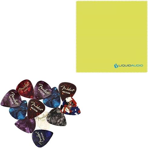 Fender Pre-Wired Strat® Pickguard, Custom Shop Fat 50's SSS, Tortoise Shell - 0992340500 Bundle w/ 12-Pack Guitar Pick and Liquid Audio Polishing Cloth in Kuwait