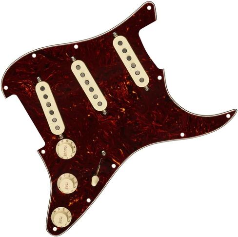Fender Pre-Wired Strat® Pickguard, Custom Shop Fat 50's SSS, Tortoise Shell - 0992340500 Bundle w/ 12-Pack Guitar Pick and Liquid Audio Polishing Cloth in Kuwait