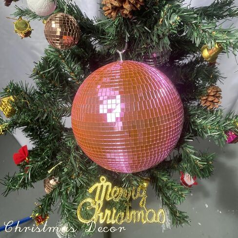 Mirror Disco Ball, 6 Inch Pink Small Reflective Mirror Ball Hanging Ornament with Chain for Birthday Wedding Party Christmas Decor, Reflective Stage Decoration Disco Mirror Ball Ornaments in Saudi Arabia