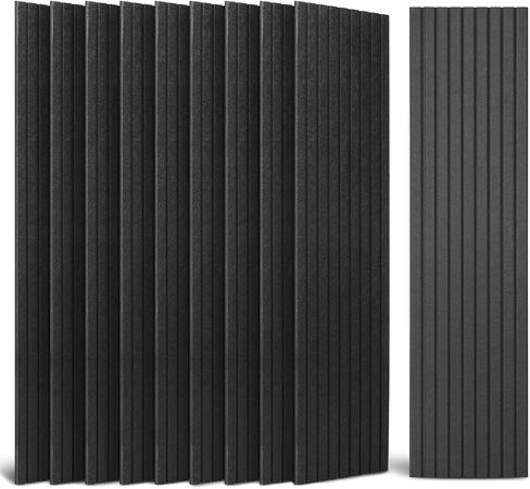 Art3dwallpanels 10 لوحات صوتية، 48 بوصة × 12 بوصة × 0.35 بوصة لوحات حائط عازلة للصوت، معالجة صوتية ذاتية اللصق عالية الكثافة ممتصة للصوت لاستوديو التسجيل، المكتب، أسود in Kuwait