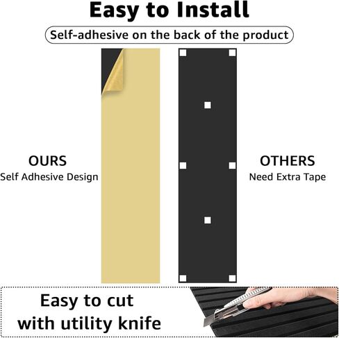 Art3dwallpanels 10 لوحات صوتية، 48 بوصة × 12 بوصة × 0.35 بوصة لوحات حائط عازلة للصوت، معالجة صوتية ذاتية اللصق عالية الكثافة ممتصة للصوت لاستوديو التسجيل، المكتب، أسود in Kuwait