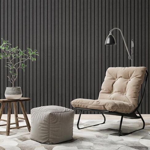 Art3dwallpanels 10 لوحات صوتية، 48 بوصة × 12 بوصة × 0.35 بوصة لوحات حائط عازلة للصوت، معالجة صوتية ذاتية اللصق عالية الكثافة ممتصة للصوت لاستوديو التسجيل، المكتب، أسود in Kuwait