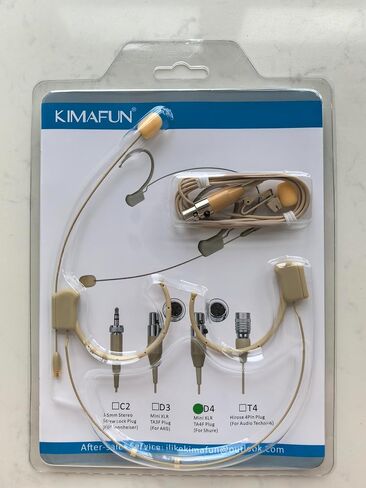 KIMAFUN Headset/Headworn Microphone Professional Earset Over Ear Hanging Condenser Mic Compatible with Shure Wireless System Bodypack Transmitter, Ideal for Performance, Theater, Lecture - Beige D4 in Kuwait