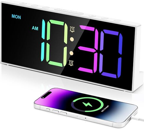 Digital Alarm Clocks,Large Big Numbers Cute Clocks for Bedrooms,College Dormitories,Teens,Modern Décor with USB Charger PortAdjustable 3-Levels Volume,5 Dimmers,Battery Backup. (Pink) in Saudi Arabia
