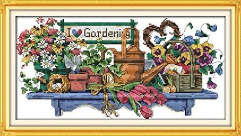 Funcrostitch Cross Stitch Kits Stamped Full Range of Embroidery Set,DIY Sewing Pattern Needlework Kits for Beginners 11CT 3 Strands-Recipe for Happiness 56cm×56cm in Saudi Arabia