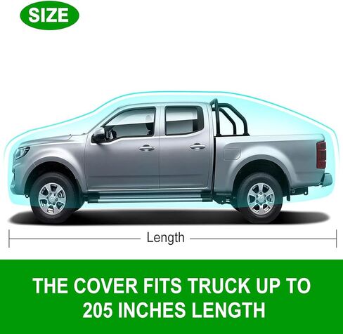 غطاء شاحنة نيفرلاند، غطاء سيارة بيك اب من مادة PEVA مقاوم للماء في جميع الأحوال الجوية، حماية خارجية لأغطية الشاحنات مع شرائط عاكسة (حتى 210 بوصة) in Kuwait