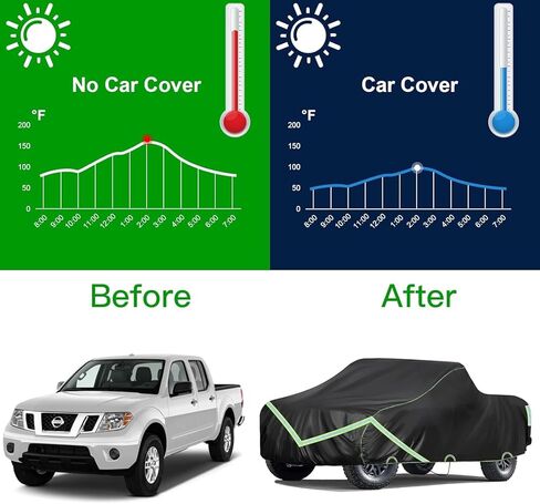 غطاء شاحنة نيفرلاند، غطاء سيارة بيك اب من مادة PEVA مقاوم للماء في جميع الأحوال الجوية، حماية خارجية لأغطية الشاحنات مع شرائط عاكسة (حتى 210 بوصة) in Kuwait