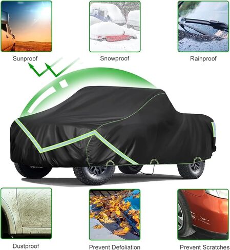 غطاء شاحنة نيفرلاند، غطاء سيارة بيك اب من مادة PEVA مقاوم للماء في جميع الأحوال الجوية، حماية خارجية لأغطية الشاحنات مع شرائط عاكسة (حتى 210 بوصة) in Kuwait