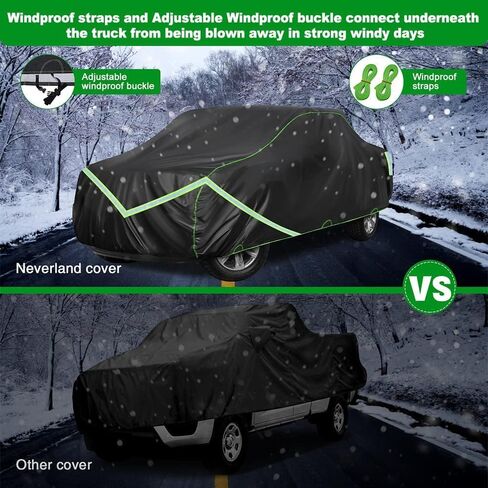 غطاء شاحنة نيفرلاند، غطاء سيارة بيك اب من مادة PEVA مقاوم للماء في جميع الأحوال الجوية، حماية خارجية لأغطية الشاحنات مع شرائط عاكسة (حتى 210 بوصة) in Kuwait