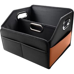 Leather Car Seat Organizer for Back Front Passenger Seats with 6 Storage Compartments 3 Carry Handles Front Seat Car Organizer for kids Multipurpose Car Organizers and Storage Brown and Black