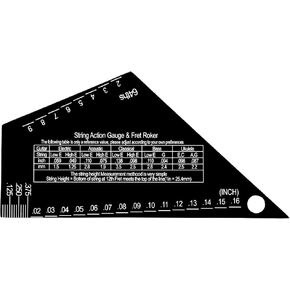 Guitar String Action Gauge Ruler Fret Rocker Tool for Luthiers Buzzing Fret Catcher High Precision Sliding Pentatonic Scale Fret Rocker with Metric & Conversion Charts, 1 mm Thickness