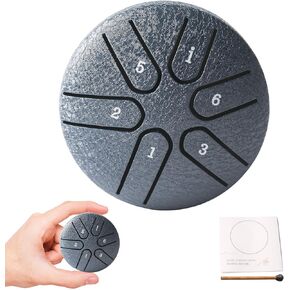 Steel Tongue Drum Tundrum 3 Inch 6 Notes Hand Drum Rain Drum with Handpan Drum Mallets, Music Book, Sound Instrument for Musical Education Entertainment Yoga Chakra (Sword Shape) (Malachite