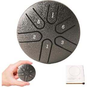 Steel Tongue Drum Tundrum 3 Inch 6 Notes Hand Drum Rain Drum with Handpan Drum Mallets, Music Book, Sound Instrument for Musical Education Entertainment Yoga Chakra (Sword Shape) (Malachite