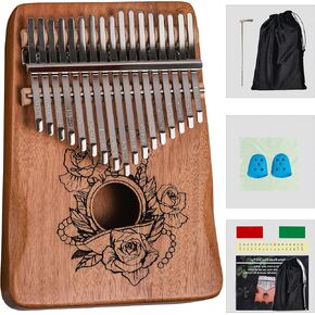 Kalimba Thumb Piano 17 Keys,Portable Mbira Finger Piano Beginners C Key with Music Book, Tuning Hammer, Storage bag, Christmas Gifts for Adults,Kids,Teenagers,Music Lovers