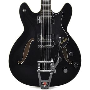 Hagstrom Tremar Viking Deluxe Semi-Hollow Body Electric Guitar - Black Gloss