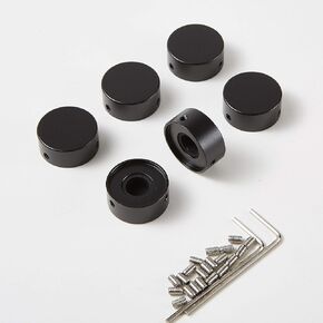 Footswitch Topper Guitar Pedal Button Caps with 3 Set Screws and Protective Fitting Increasing Accuracy,Comfort for Switches 5/16"| SOLUTEK BUTTONS 6Pcs Black