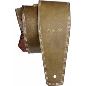 Nefelibata 3.8" Wide Guitar Strap, Full Grain Leather, Adjustable Length 49" to 57" with Foam Padding for Bass, Electric, and Acoustic Guitars (Burgundy)