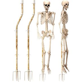 2 Pcs Skeleton Stand Pose N Stay Metal Stand for 53 Inch Tall Skeletons Halloween Decor Accessories (Triangle Base)
