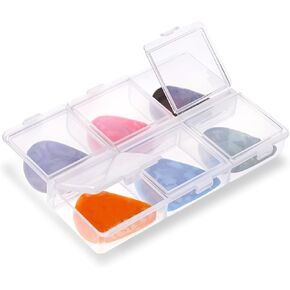 Guitar Pick Case, Guitar Pick Holder, Clear 6-Grid Guitar Pick Holder, Guitar Pick Storage Box Guitar Pick Display Case for Guitar Players Lovers Individual Lid, Box Only
