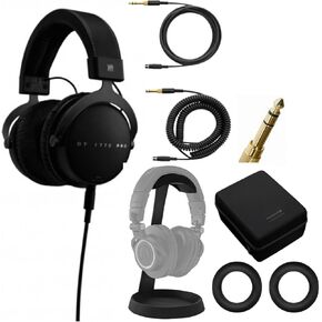 beyerdynamic DT 1770 PRO Closed Studio and Monitoring Headphones (Black) Bundle with Aluminum Headphone Stand for Desk with Solid Base Mount (2 Items)