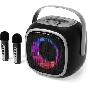Soonbox Karaoke Machine with 2 Wireless Microphones, Portable Karaoke System Set for Adults Kids, Mini Karaoke Equipment with LED, Bluetooth Speaker with Microphone for Party Home Outdoor, AUX/USB/TF