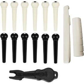 12pcs Acoustic Guitar Bridge Pins, Guitar String Pins Pegs With Bridge Pin Puller Remover and Guitar Bridge Saddle Nut, Acoustic Guitar Replacement Parts and Accessories