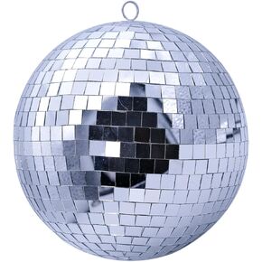 10-Inch Silver Mirror Disco Ball - The Ultimate Party Decoration for Wedding, Transform Your Event with Dazzling Light Reflections (Silver)