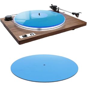 Acrylic Turntable Mat, Acrylic Record Platter Slipmat Replacement for 12 Inch Record Player, Universal Turntable Slip Mat, Anti Static Slipmat (Transparent Blue)