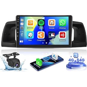 Hikity 2+64GB for Toyota Corolla EX 2007-2012 Android 13 Car Stereo Wireless Carplay Android Auto, 9 inch Touch Screen Car Radio Support GPS Navigation WiFi Bluetooth Backup Camera USB FM EQ